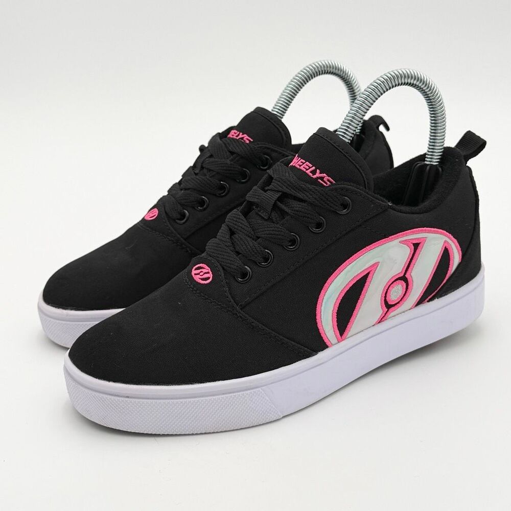 Heelys Pro 20 LG Roller Skate Shoes Pink Black Canvas Lace Up - US Kids 6Y / EU